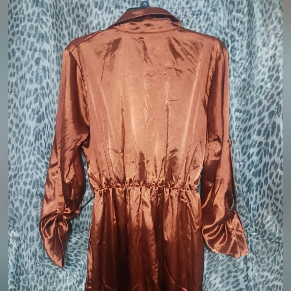 Women Bronzer Orange Color Butyon Down Wrap Jumpsuit - Picture 7 of 14